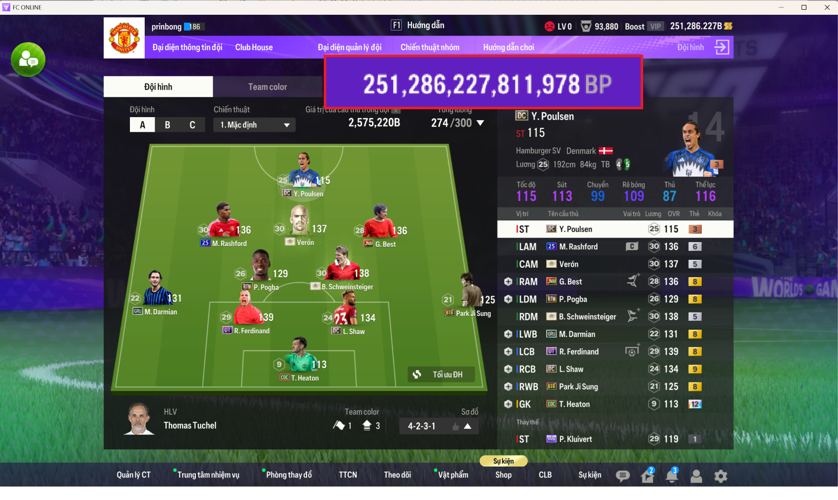 TEAM MU 2575k TỶ + 250k BP TƯƠI