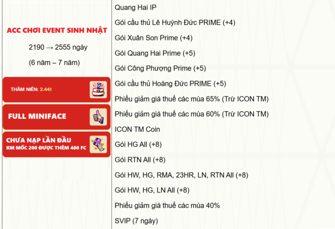 ACC CHƠI EVENT NHẬN QUÀ SINH NHẬT